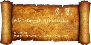 Várhegyi Nikoletta névjegykártya